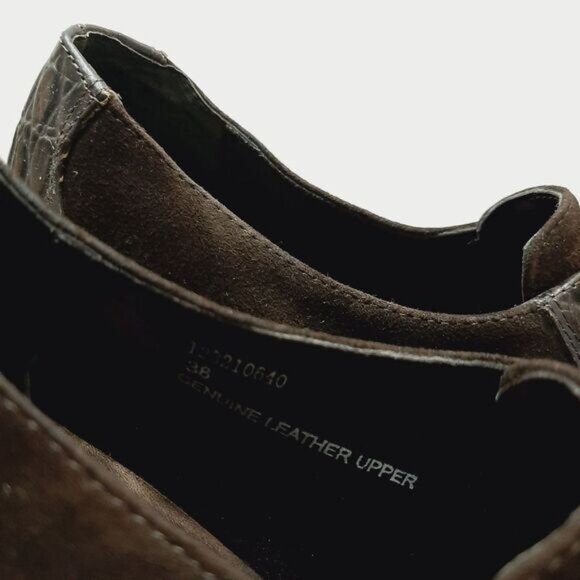 REBECCA BLUE Lace-up High Cone Heels Suede & Patent Leather Shoes Sz 7.5 Eur 38 - Picture 14 of 16